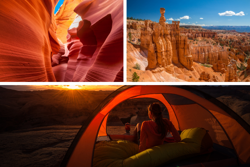 Excursión de campamento de 3 días al Antelope Canyon, Grand Canyon, Zion Park, Bryce Park y Monument Valley Excursión de campamento de 3 días al Antelope Canyon, Grand Canyon, Zion Park, Bryce Park y Monument Valley