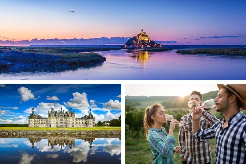 2 jours de visite de dégustation de vins et de châteaux de la Loire au Mont Saint Michel, au départ de Paris