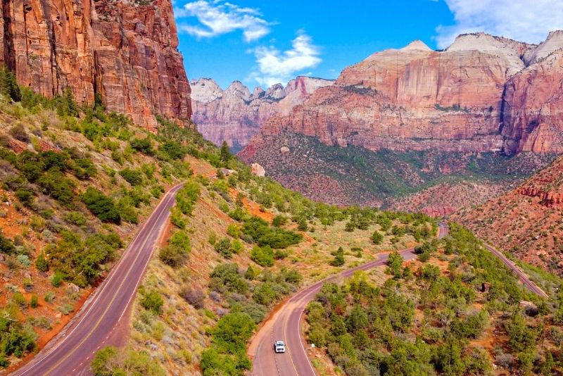 driving in Zion National Park, Utah